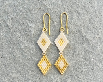 WHITE & GOLD Mini GARLAND Bead earrings