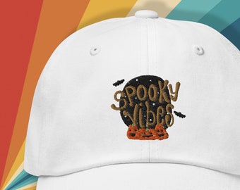 Spooky Vibes Pumpkin Patch Embroidered Dad Hat | halloween hat, ghost hat, stay spooky hat, retro hat, vintage hat