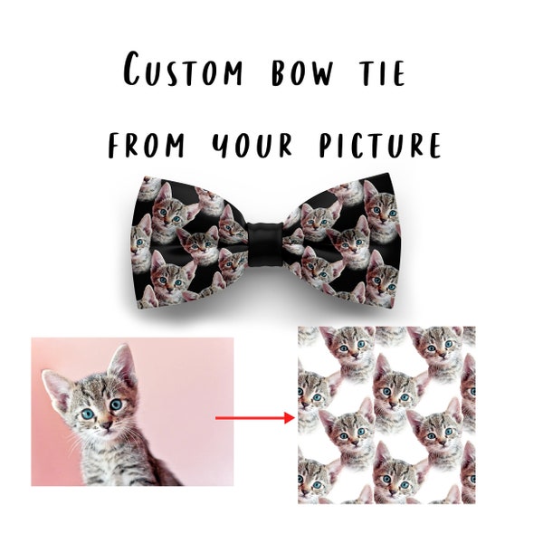 Your picture to adult bow tie, custom bow tie of your beloved pet, hand made bow tie