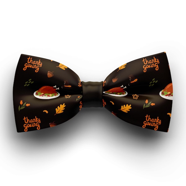 Thanksgiving brown pattern bow tie for adult, custom hand made bow tie