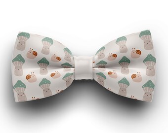 Autumn snails mushrooms cute pattern bow tie for adult, custom hand made