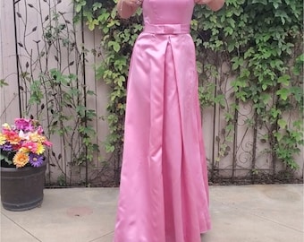 Vintage Pink Satin WTOO Strapless Maxi Dress Size 2