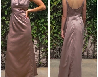 Vintage Watters and Watters Champagne Satin Bridesmaid Dress Size 2