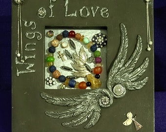 Vintage Jewelry Collage - Mixed Media Art - WINGS OF LOVE