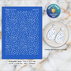 Oorbellen sterrenbeelden zeefdruk voor polymeerklei: sieraden maken stencil SS#537
