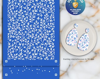 Leaves Silkscreen for Polymer Clay Earrings: Jewelry Making Stencil SS#615