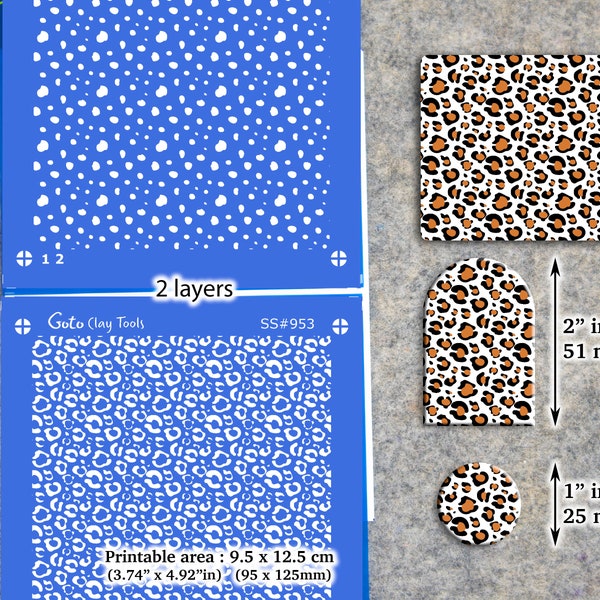 2 layers Leopard Silkscreen for Polymer Clay Earring making, Clay Stencils, Clay Earring Silkscreen SS#953