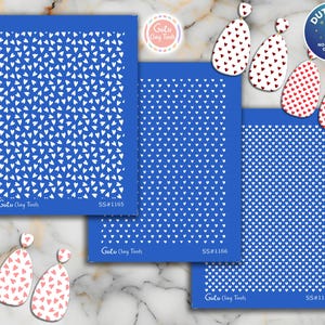 Sérigraphie coeur pour boucles d'oreilles en pâte polymère : pochoir 3,74" x 4,92"