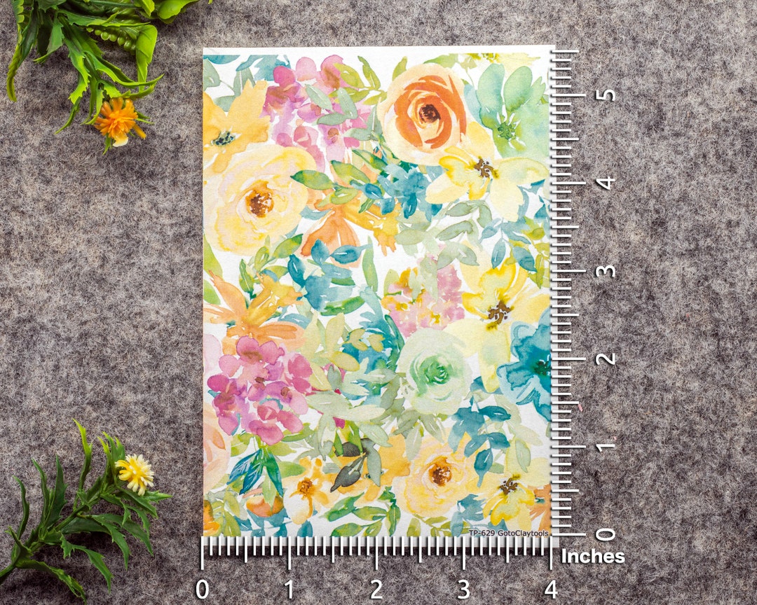 Transfer Paper for Polymer Clay, Watercolor Flowers, Water Soluble
