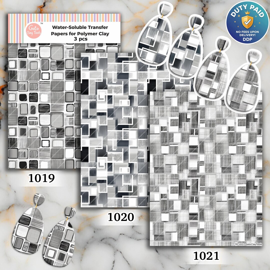 Grey Square Pattern Transfer Paper for Polymer Clay (4x5.5 Inches) - Etsy