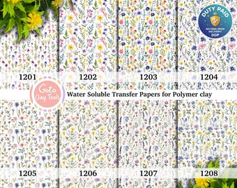 Wildflower Watercolor Transfer Paper for Polymer Clay