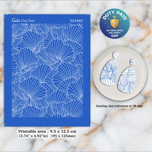 Scallop Silkscreen for Polymer Clay Earrings: Clay Stencil (3.74x4.92" Printable Area) SS#865