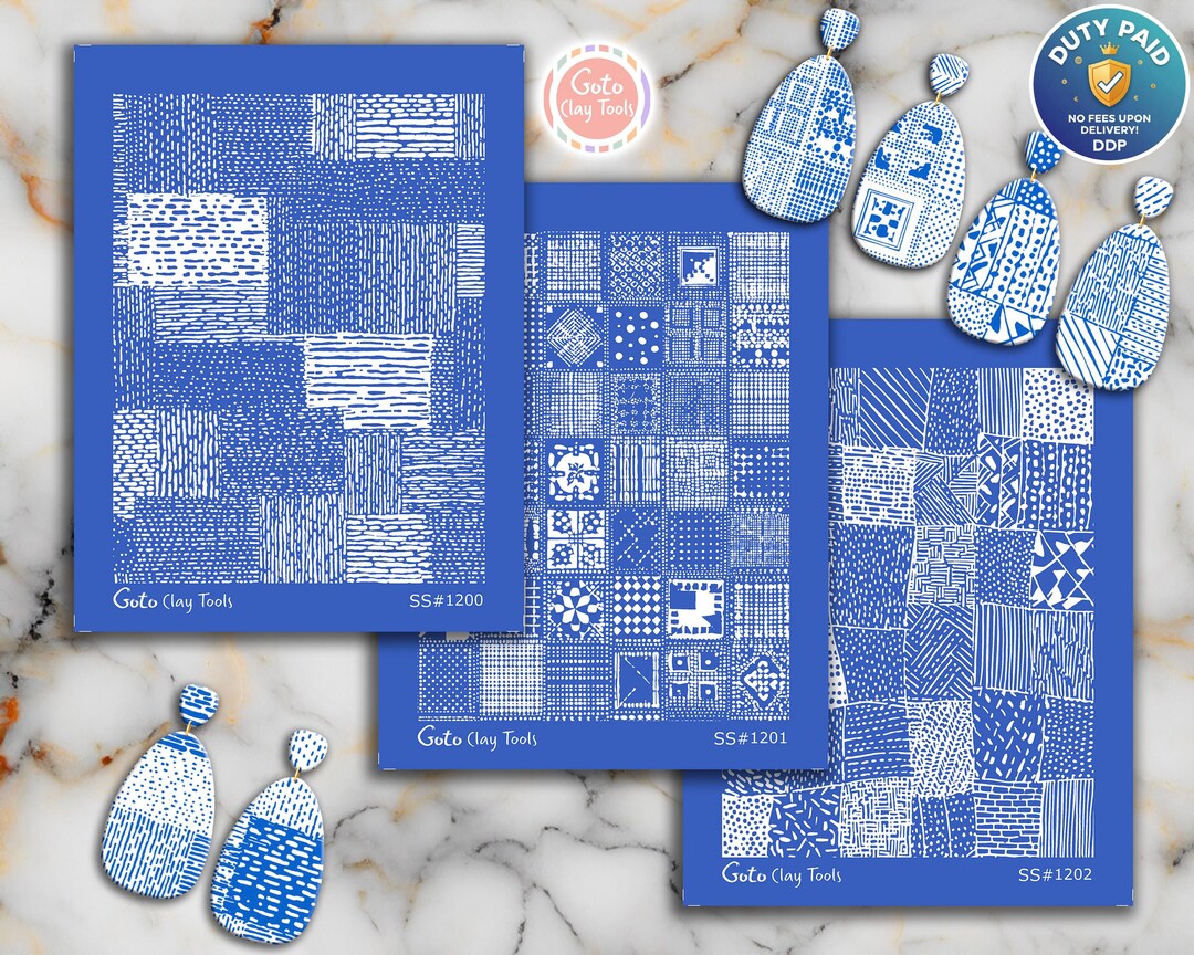 Slik Screen Block Patchwork Texture Silk Screens for Polymer Clay | Abstract Blocks ...
