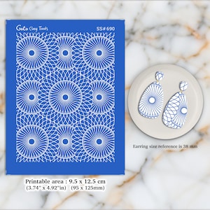 Silkscreen for Polymer Clay Earring making, Clay Stencils, Clay Earring Silkscreen, Polymer Clay Supplies SS#690