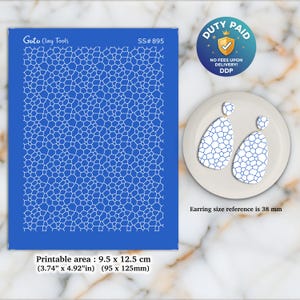 Crackle Silkscreen for Polymer Clay Earrings: Jewelry Making Stencil SS#895