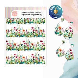 Papel de transferencia de arcilla polimérica con diseño de flores silvestres: Transferencias de imágenes solubles en agua n.° 797