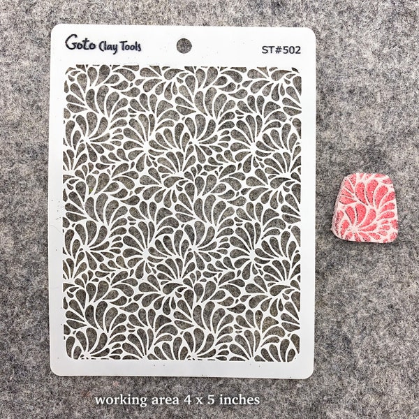 Scallop drop pattern Stencil, embossing or stencilling on polymer clay, art paper, canvas, gelli print stencils, Gelli art ST#502