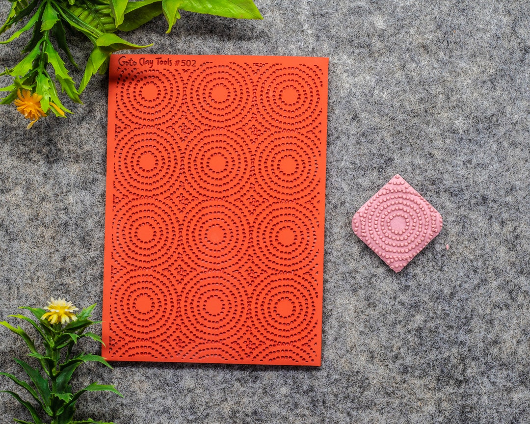 Dots Circles Texture Mat for Polymer Clay, Polymer Clay Rubber Texture
