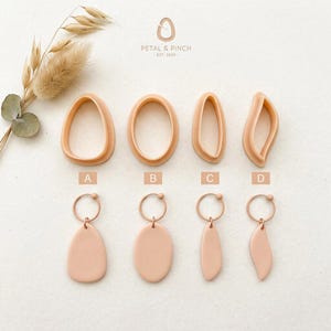 Organic Shape Clay Cutter: Oval Dangle Earring Polymer Clay Tool  #661