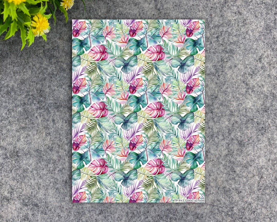 Transfer Paper for Polymer Clay, Tropical Monstera, Water Soluble