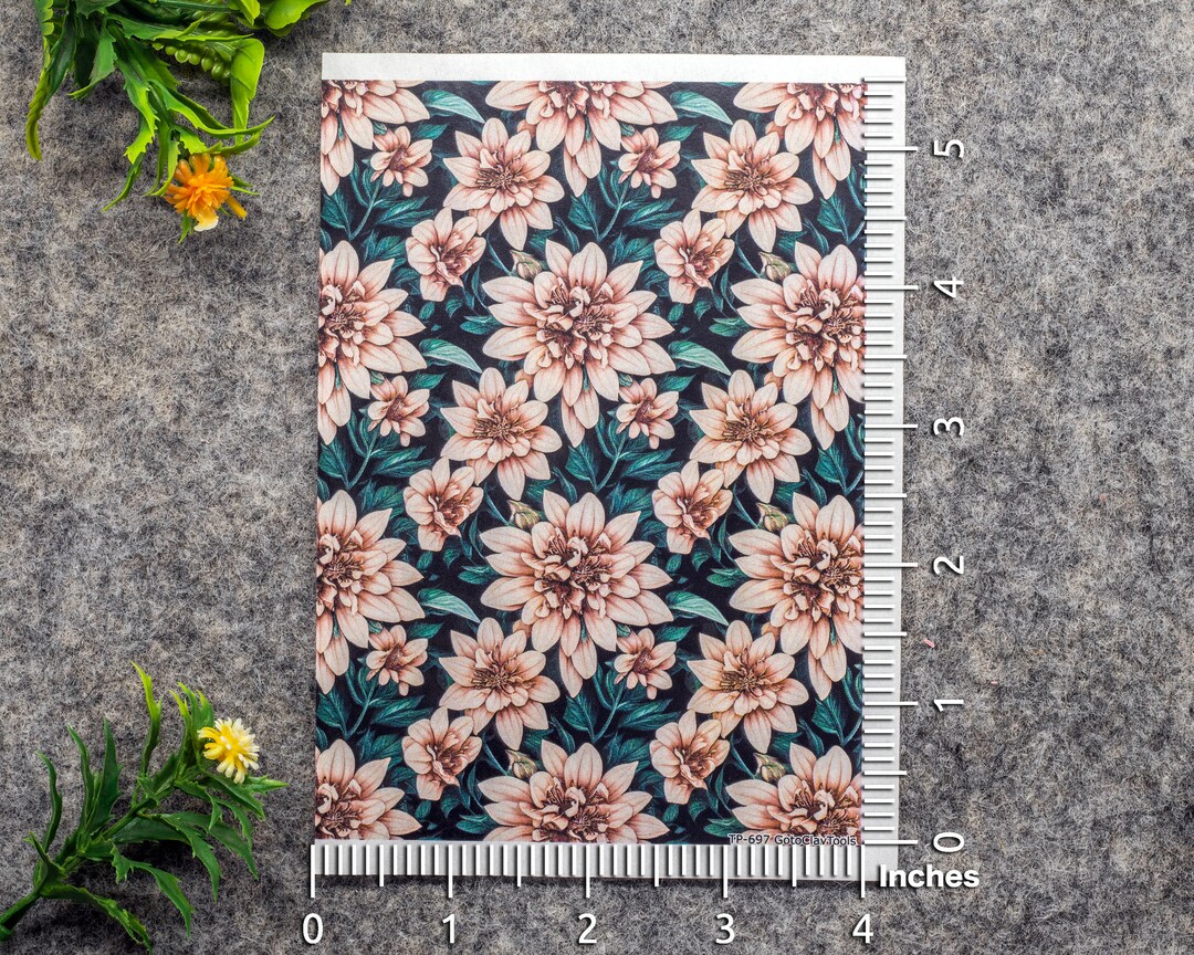 Transfer Paper for Polymer Clay, Floral Print, Water Soluble Transfer