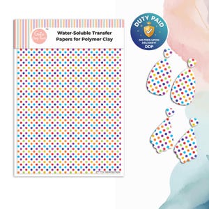 Papel de transferencia de flores de acuarela para arcilla polimérica: Puntos solubles en agua, 4 x 5,5 pulgadas n.° 751