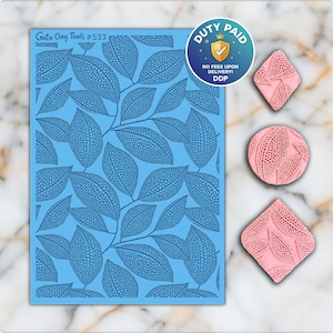 Tapete de textura de goma con hojas punteadas para joyería de arcilla polimérica n.° 533