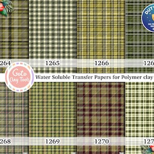 Green Plaid Polymer Clay Image Transfers: Water Soluble Paper (4x5.5 in)