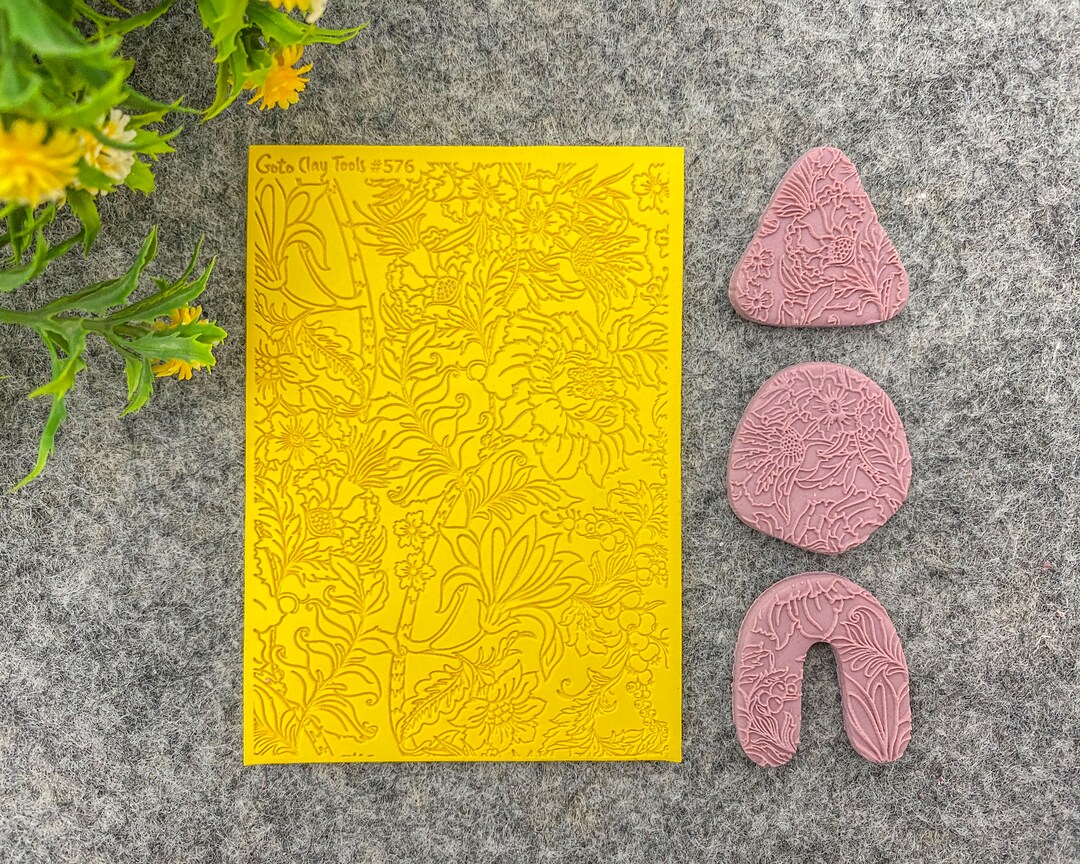 FLORAL Texture Mat for Polymer Clay, Polymer Clay Rubber Texture Mat