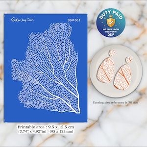 Serigrafía de coral para pendientes de arcilla polimérica: Plantilla para bisutería SS#661