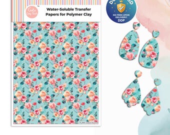 Watercolor Flower Transfer Paper for Polymer Clay #860