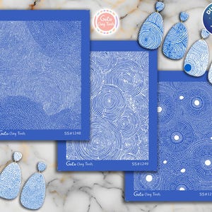 Serigrafía abstracta de ondas y círculos concéntricos para arcilla polimérica / Textura espiral orgánica / Imprimible 9,5 × 12,5 cm #SS26-20