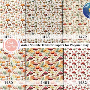 Wateroplosbaar transferpapier met paddenstoelpatroon voor polymeerklei