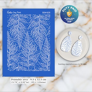 Fern Silkscreen for Polymer Clay Earrings: Jewelry Stencil (3.74x4.92" Printable Area) SS#625
