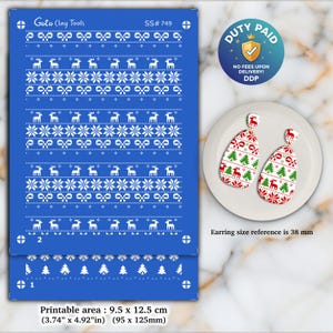 Christmas Silkscreen for Polymer Clay Earrings: 2-Layer Stencil (3.74x4.92" Printable Area) SS#749