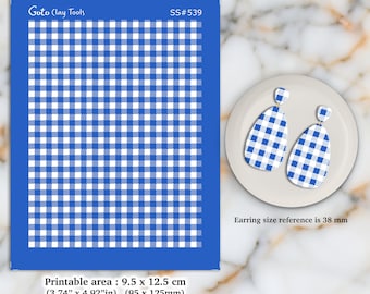 Gingham Silkscreen for Polymer Clay Earring making, Buffalo plaid silkscreen, Clay Earring Silkscreen, Polymer Clay Supplies SS#539