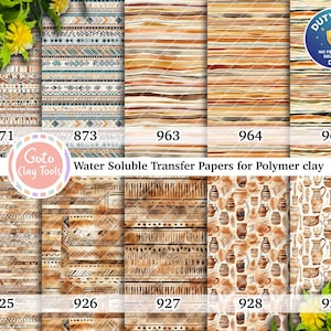 Aquarell Tribal Streifen Transferpapier für Polymer Clay