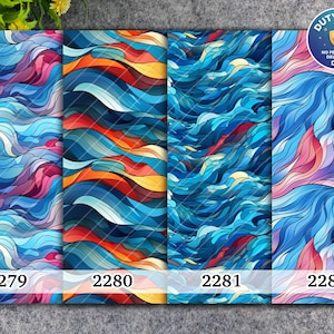 Papel de transferencia de arcilla polimérica con ondas azules abstractas (10 x 14 cm)