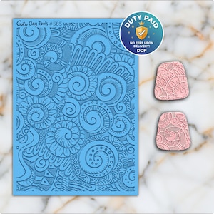 Tapete de textura de goma Doodle para joyería de arcilla polimérica (#585)
