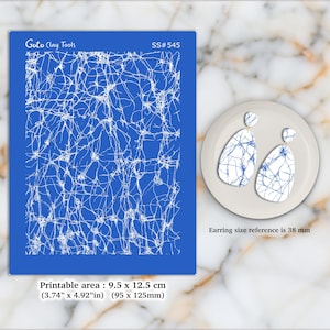 Crackle Silkscreen for Polymer Clay Earring making, Clay Stencils, Clay Earring Silkscreen, Polymer Clay Supplies SS#545