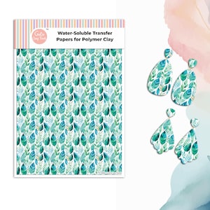 Watercolor Leaves Transfer Paper for Polymer Clay (4x5.5 inch) #866