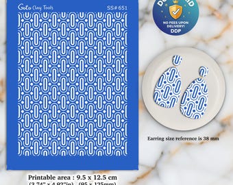 Art Deco Silkscreen for Polymer Clay Earrings: Stencil for Jewelry Making SS#651