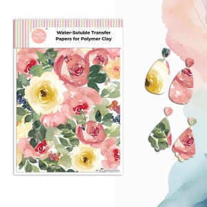 Watercolor Flowers Transfer Paper for Polymer Clay #672