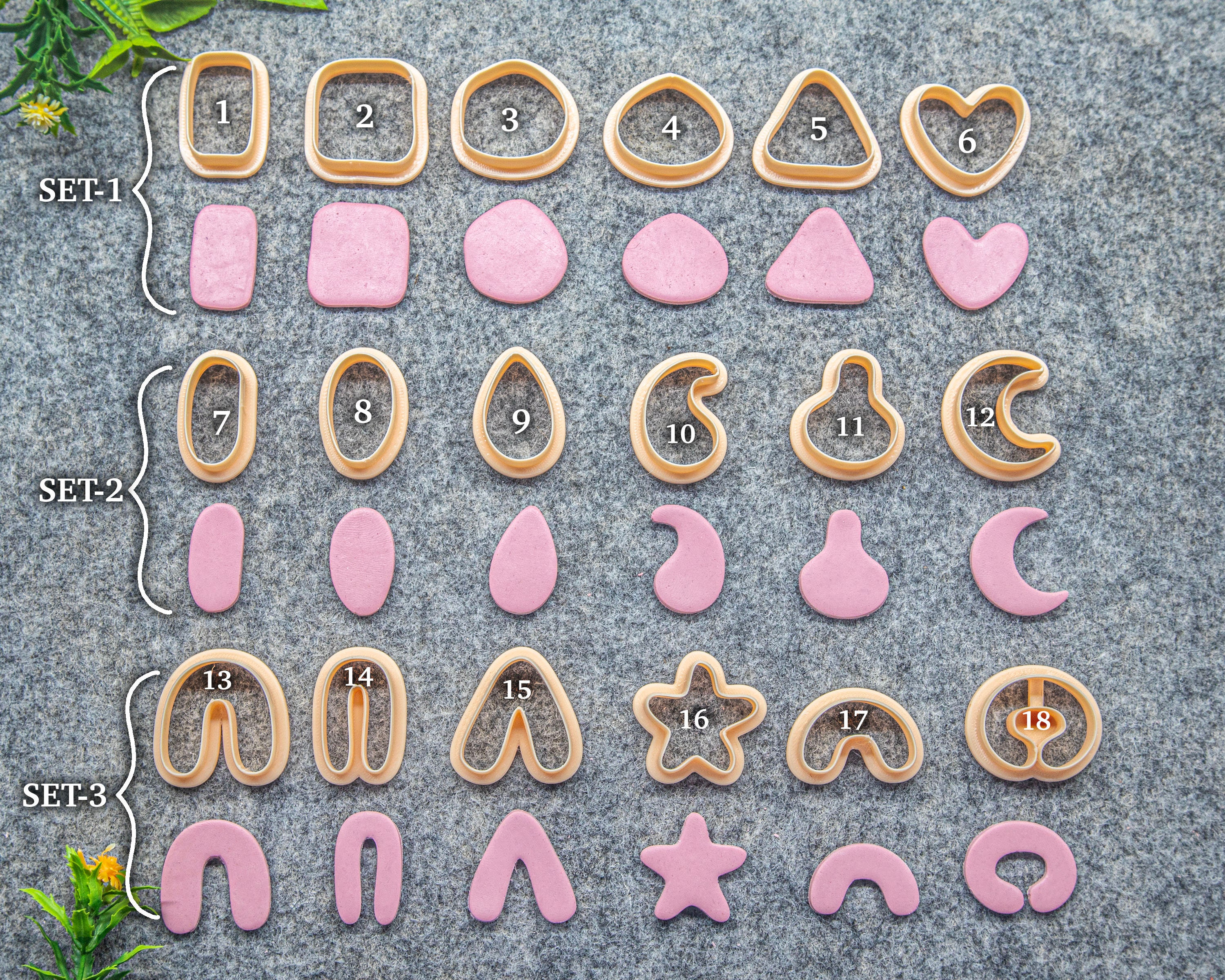 有機的な形状のポリマークレイカッター：自然な幾何学的形状 #623