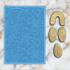 Crochet Lace texture mat for polymer clay, Polymer Clay Rubber Texture mat, Texture Tile mats, Rubber Texture Sheet #588