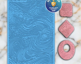 Abstract Wave Rubber Texture Mat for Polymer Clay Jewelry (#544)