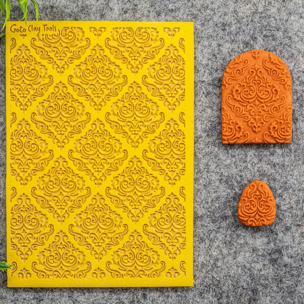 Tapis de texture damassée pour pâte polymère, tapis de texture en caoutchouc d'argile polymère, tapis de carreaux de texture, Fimo, Sculpey, Cernit #565