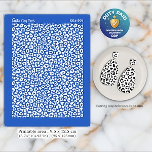 Sérigraphie léopard pour boucles d'oreilles en pâte polymère : pochoir pour bijoux SS#599