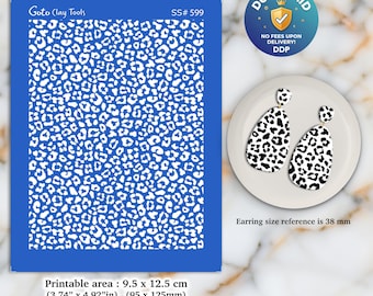 Leopard Print Silkscreen for Polymer Clay Earrings: Jewelry Stencil SS#599