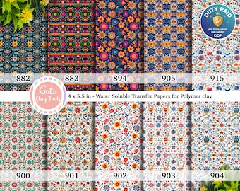 Mexican Flower Polymer Clay Transfer Paper: Water Soluble, 4x5.5"